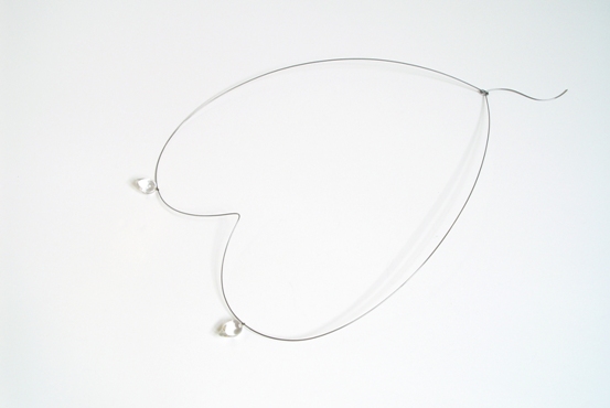 26 Necklace ‘Push up’ 1997. stainless steel, mountain crystal, 28x35cm